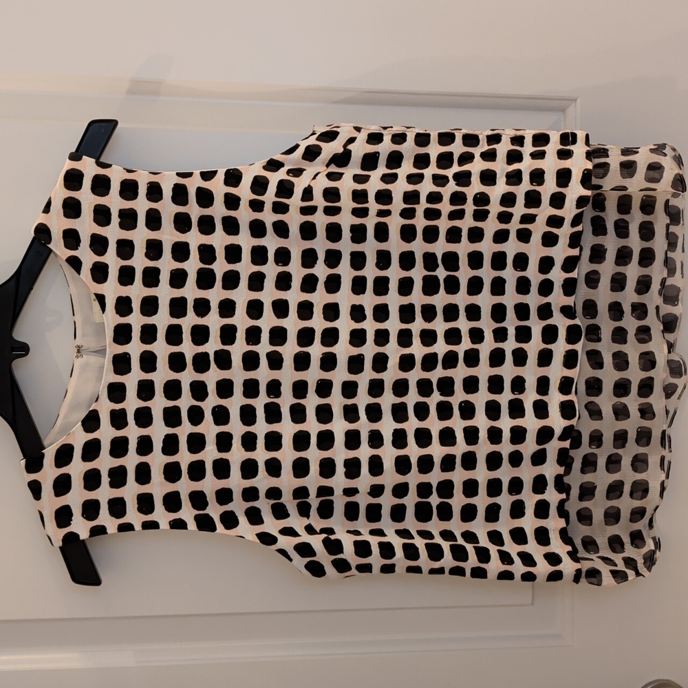 Kate Spade Island Stamp Doible Layer Tank Black, White & Pink Blouse